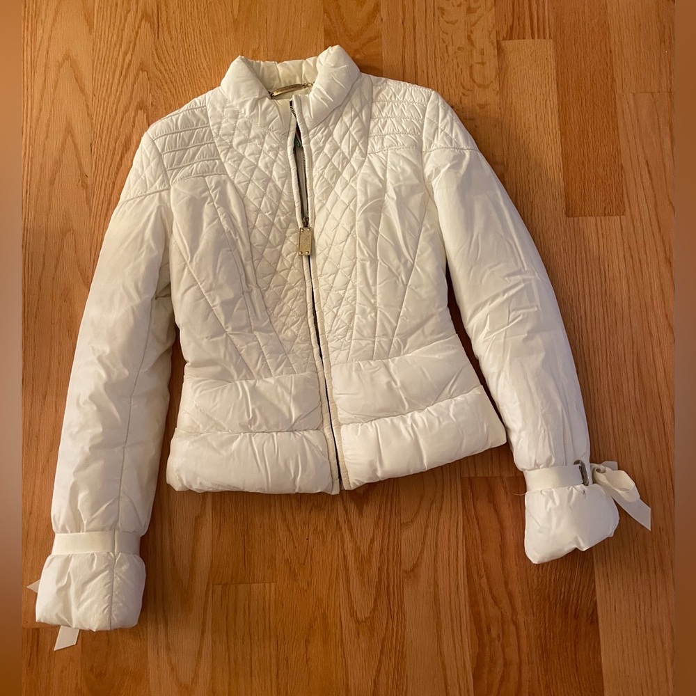Women’s white quilted down puffer